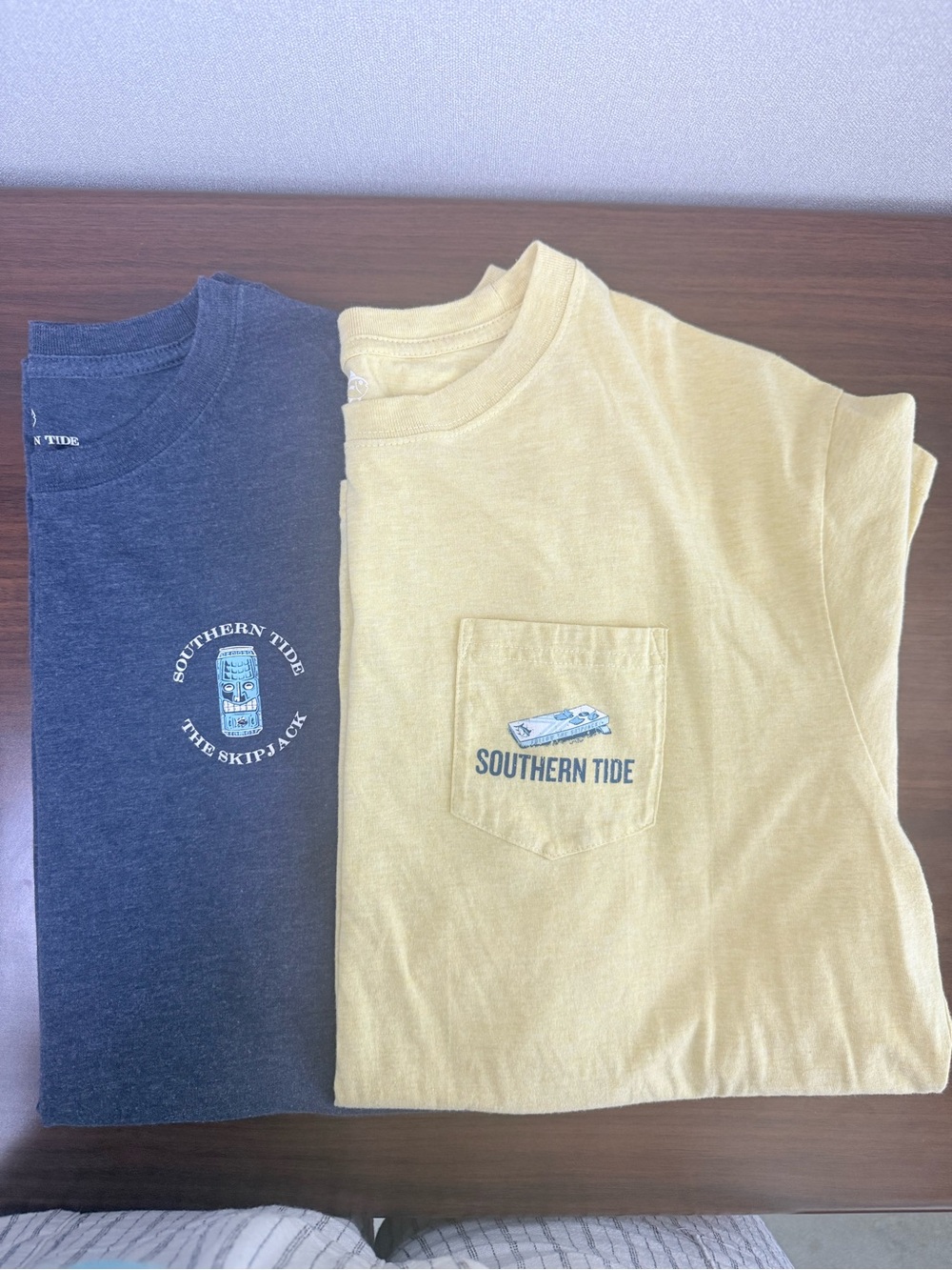 Southern Tide - Two Tee Shirts- Yellow Pocket Tee & Navy Tee - size XL
